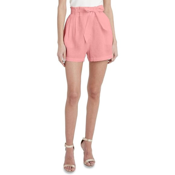 BCBGMaxazria High-Waisted Pleated Belted Light Pink Shorts - Picture 5 of 8